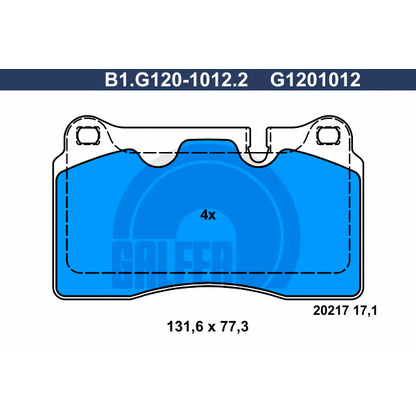 Фото Комплект тормозных колодок, дисковый тормоз GALFER B1G12010122
