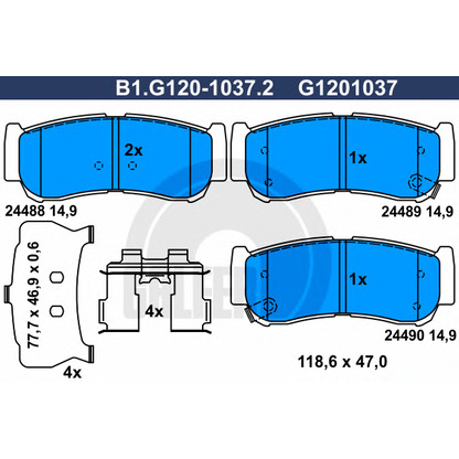 Фото Комплект тормозных колодок, дисковый тормоз GALFER B1G12010372