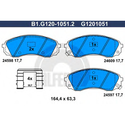 Фото Комплект тормозных колодок, дисковый тормоз GALFER B1G12010512