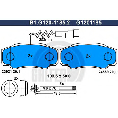 Фото Комплект тормозных колодок, дисковый тормоз GALFER B1G12011852