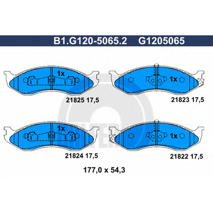 Фото Комплект тормозных колодок, дисковый тормоз GALFER B1G12050652