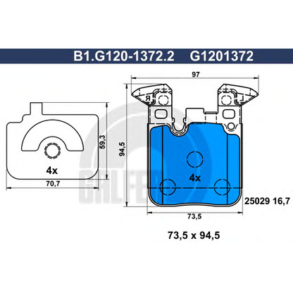 Фото Комплект тормозных колодок, дисковый тормоз GALFER B1G12013722
