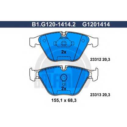 Photo Kit de plaquettes de frein, frein à disque GALFER B1G12014142