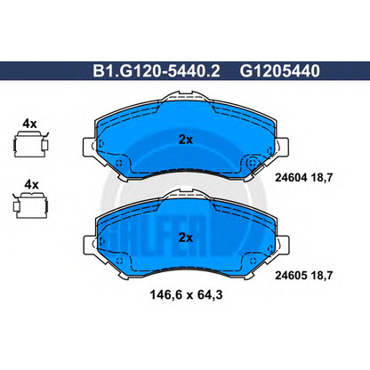 Foto Kit pastiglie freno, Freno a disco GALFER B1G12054402