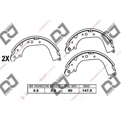 Zdjęcie Zesatw szczęk hamulcowych DJ PARTS BS1115