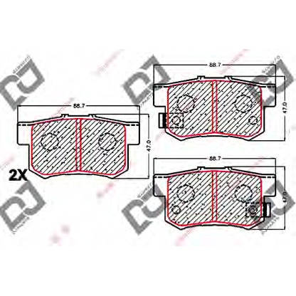 Фото Комплект тормозных колодок, дисковый тормоз DJ PARTS BP1749