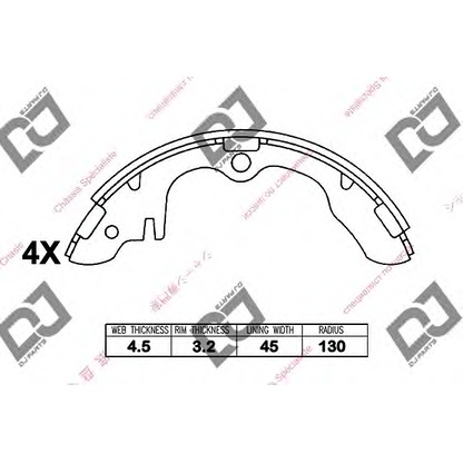 Zdjęcie Zesatw szczęk hamulcowych DJ PARTS BS1254