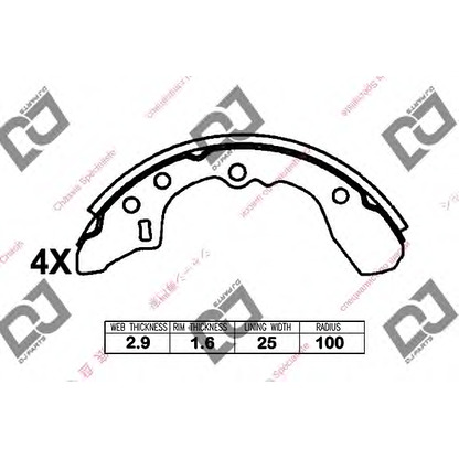 Zdjęcie Zesatw szczęk hamulcowych DJ PARTS BS1272