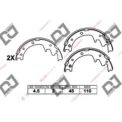 Zdjęcie Zesatw szczęk hamulcowych DJ PARTS BS1345