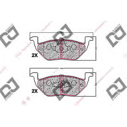 Фото Комплект тормозных колодок, дисковый тормоз DJ PARTS BP1705