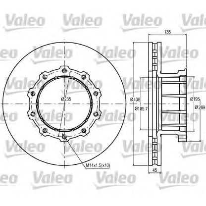 Foto Disco  freno VALEO 187053