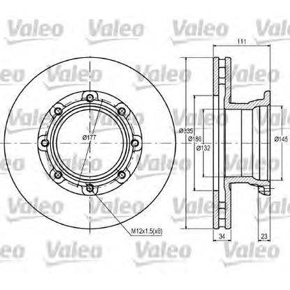 Foto Disco  freno VALEO 187082