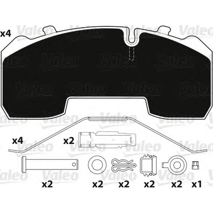 Photo Kit de plaquettes de frein, frein à disque VALEO 882207