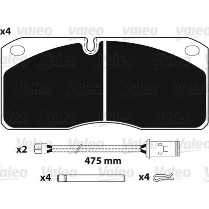 Photo Kit de plaquettes de frein, frein à disque VALEO 882258