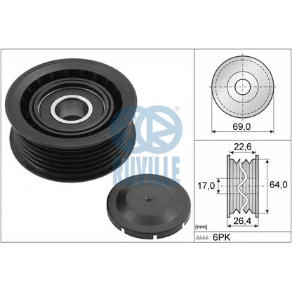Photo Deflection/Guide Pulley, timing belt RUVILLE 55700
