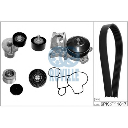 Photo Water Pump + V-Ribbed Belt Kit RUVILLE 55095801