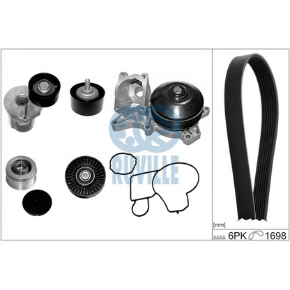 Photo Water Pump + V-Ribbed Belt Kit RUVILLE 55095821