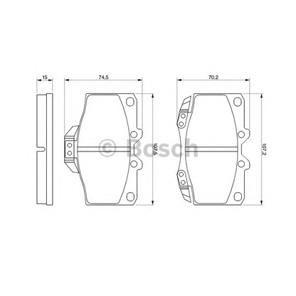 Фото Комплект тормозных колодок, дисковый тормоз BOSCH 0986424269