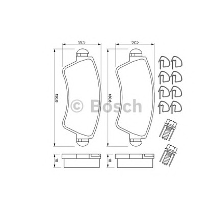 Фото Комплект тормозных колодок, дисковый тормоз BOSCH 0986424801