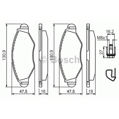 Фото Комплект тормозных колодок, дисковый тормоз BOSCH 0986494039