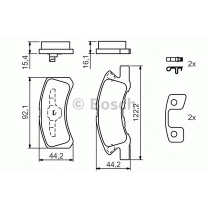 Фото Комплект тормозных колодок, дисковый тормоз BOSCH 0986494134