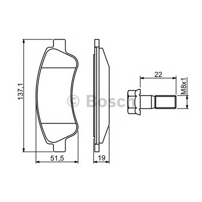 Фото Комплект тормозных колодок, дисковый тормоз BOSCH 0986494270