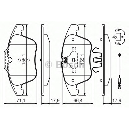 Фото Комплект тормозных колодок, дисковый тормоз BOSCH 0986494371