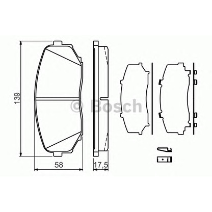 Photo Kit de plaquettes de frein, frein à disque BOSCH 0986494375