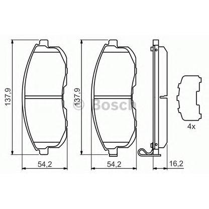 Фото Комплект тормозных колодок, дисковый тормоз BOSCH 0986494443