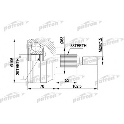 Photo Joint Kit, drive shaft PATRON PCV1033