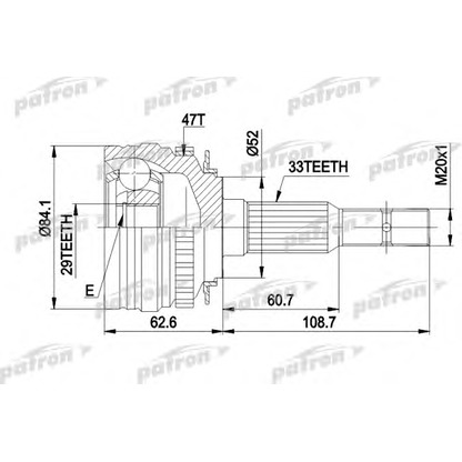 Photo Joint Kit, drive shaft PATRON PCV1279