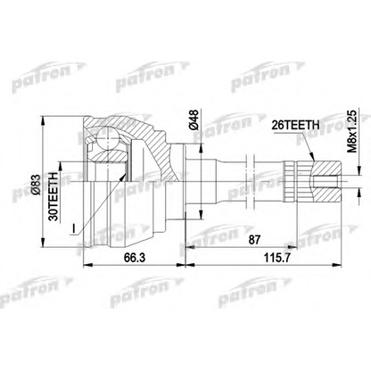 Photo Joint Kit, drive shaft PATRON PCV1540