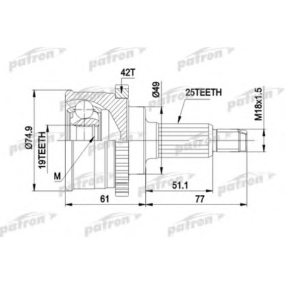 Photo Joint Kit, drive shaft PATRON PCV3741