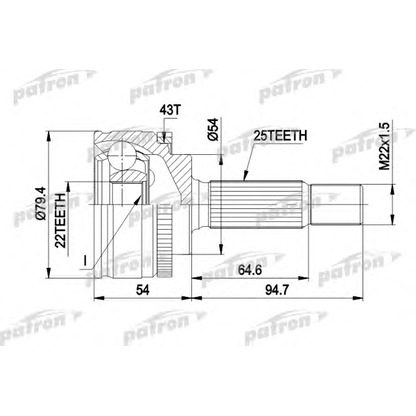 Фото Шарнирный комплект, приводной вал PATRON PCV4306