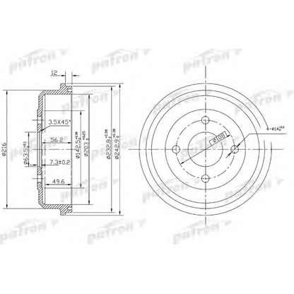 Foto Tamburo freno PATRON PDR1533