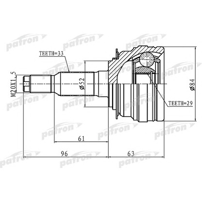 Photo Joint Kit, drive shaft PATRON PCV1095