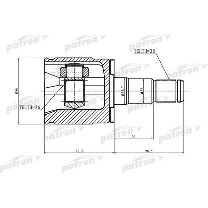 Photo Joint Kit, drive shaft PATRON PCV1402