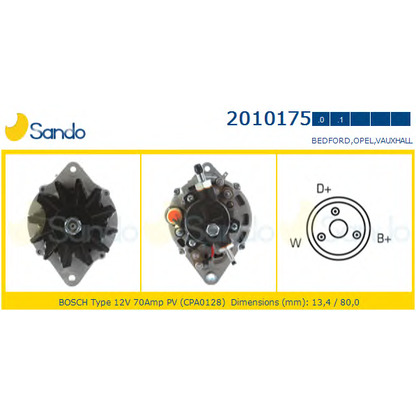 Zdjęcie Alternator SANDO 20101750