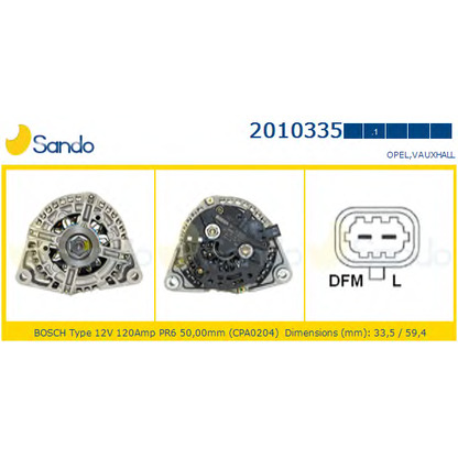 Photo Alternator SANDO 20103351