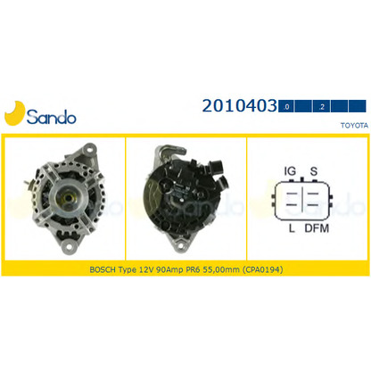 Photo Alternator SANDO 20104032