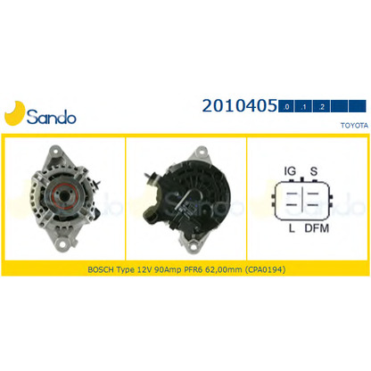 Photo Alternator SANDO 20104050