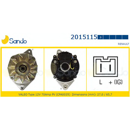 Zdjęcie Alternator SANDO 20151150