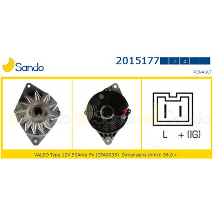 Zdjęcie Alternator SANDO 20151772