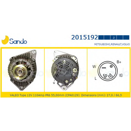 Zdjęcie Alternator SANDO 20151922