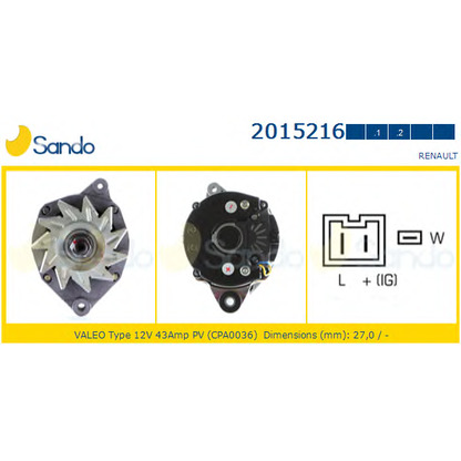 Photo Alternator SANDO 20152162