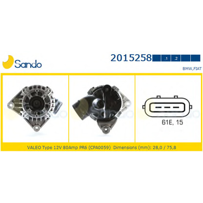 Photo Alternator SANDO 20152582