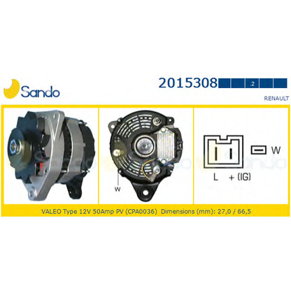 Zdjęcie Alternator SANDO 20153082