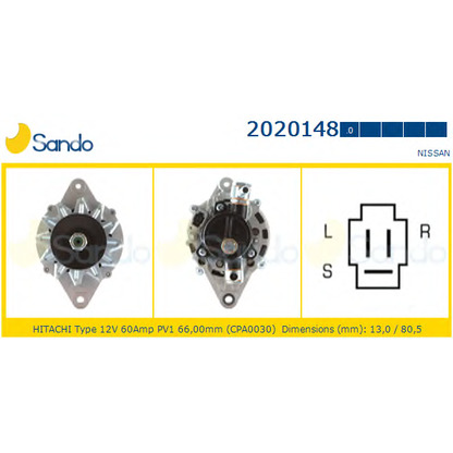 Zdjęcie Alternator SANDO 20201480