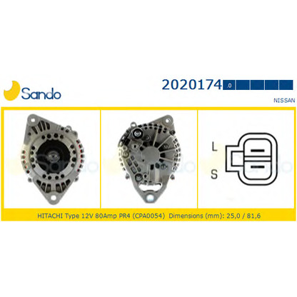 Zdjęcie Alternator SANDO 20201740