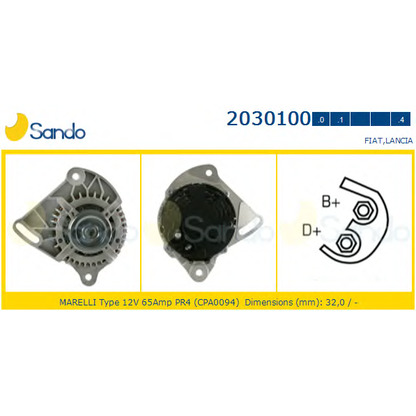 Zdjęcie Alternator SANDO 20301004